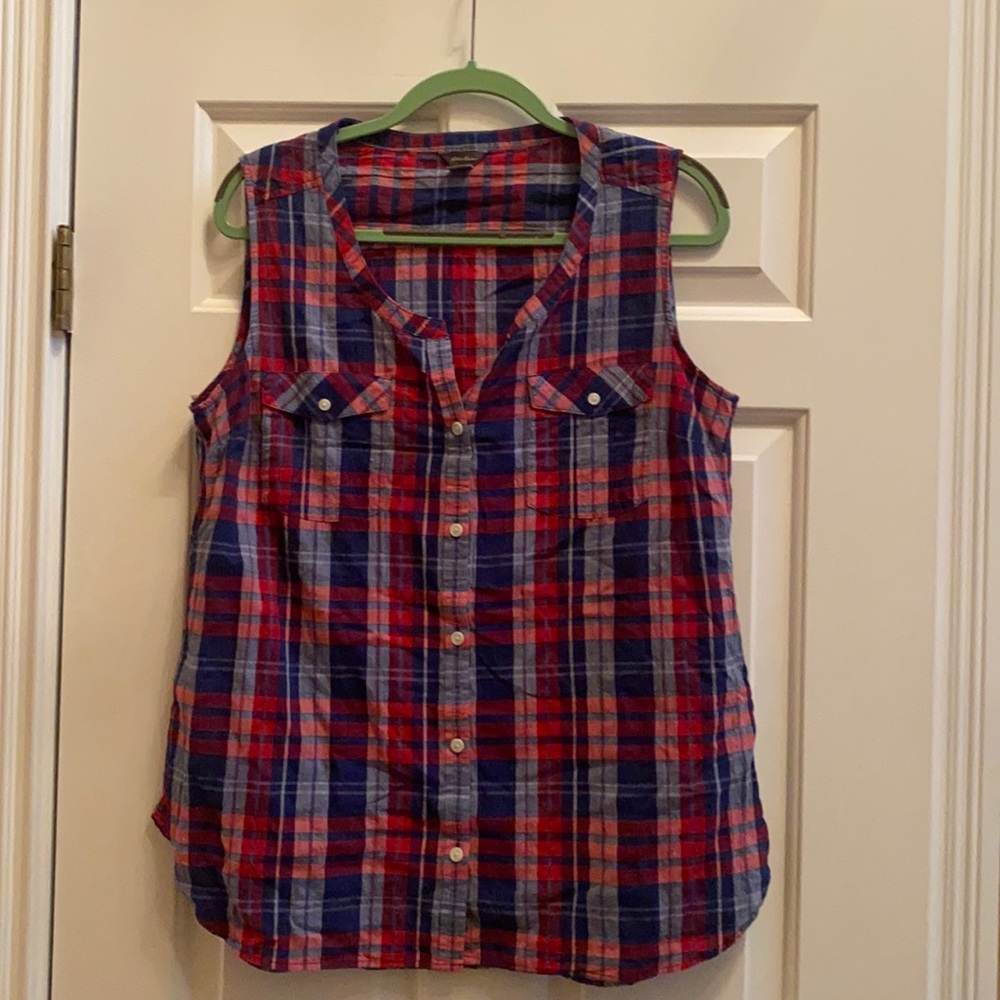 Eddie Bauer plaid sleeveless shirt